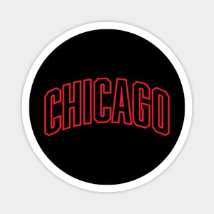 Chicago Red Outline Typography Magnet